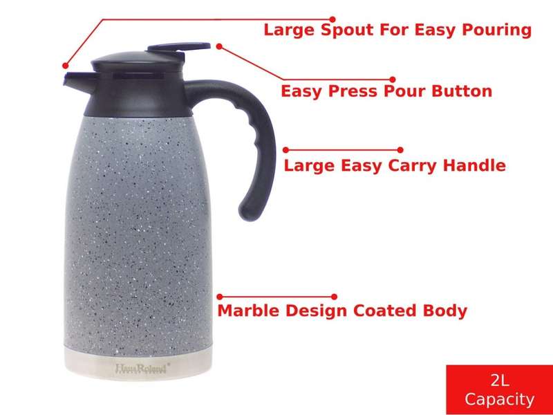 Elegant 2L Marble Coated Flask Steel - Grey