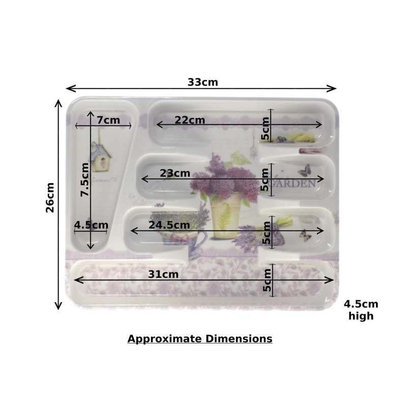 Cutlery Divider & Multi-purpose Draw Organiser - Plastic Printed