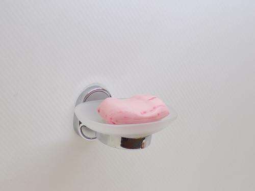 Soap Dish Stainless Steel With Frosted Glass