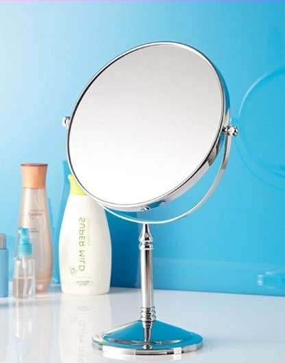Free-Standing 2-Sided Rotating Bathroom Mirror And Make Up Mirror With 3x Zoom