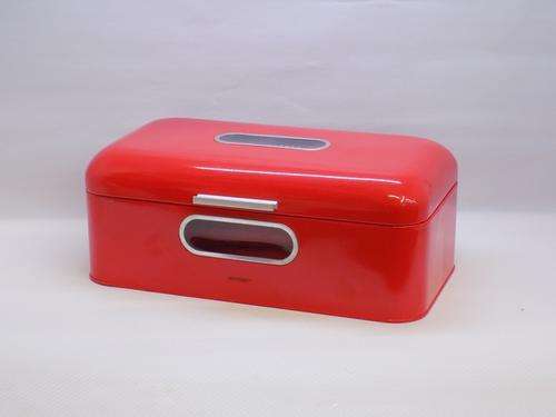 Bread Bin Metallic Square Red