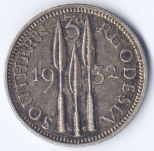 Southern Rhodesia, Shilling 1935, 3d 1932, 3d 1944, 1/2d 1934, 1938, 1939, 1942, 1954
