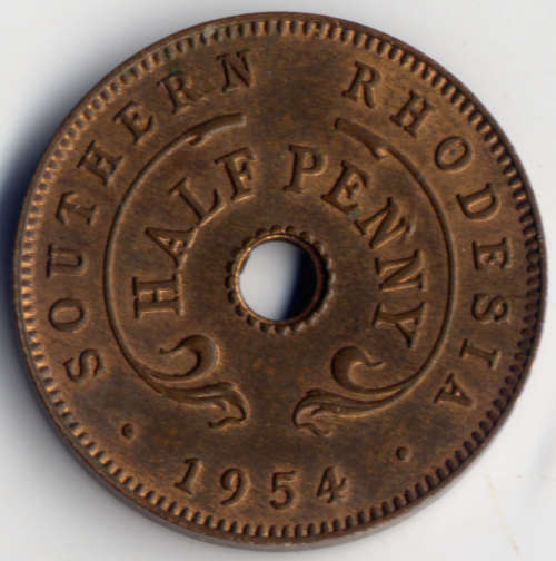Southern Rhodesia, Shilling 1935, 3d 1932, 3d 1944, 1/2d 1934, 1938, 1939, 1942, 1954