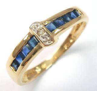9CT SOLID YELLOW GOLD AND GENUINE SAPPHIRE AND DIAMOND RING