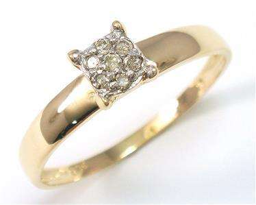 9CT SOLID YELLOW GOLD LADIES GENUINE DIAMOND RING
