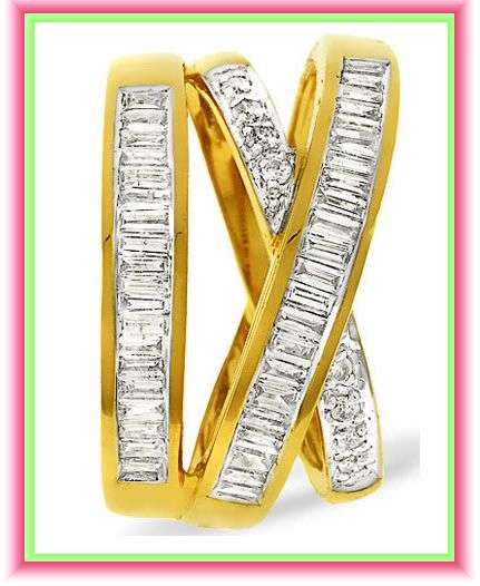 NEW DEVINE 1.36CT GENUINE TWIST BAGUETTES DIAMOND RING 14ct SOLID GOLD JEWELRY #save R37249