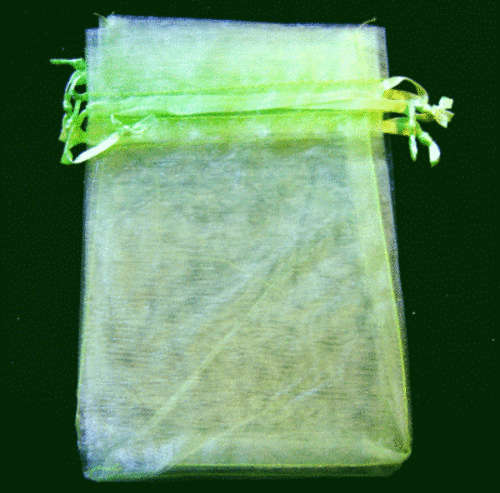 Bright Lime Organza Bags, 10cm X 14cm - Sold Individually.