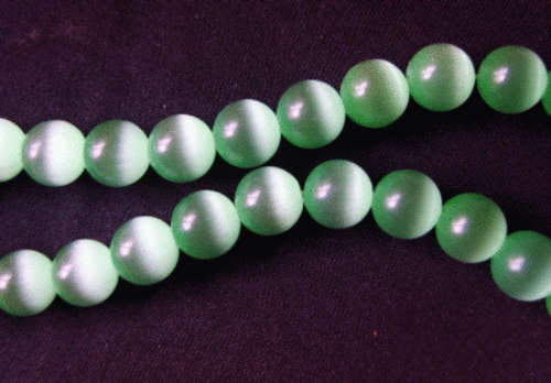 Green Cats Eye Rounds, 10mm - Pack of 10.