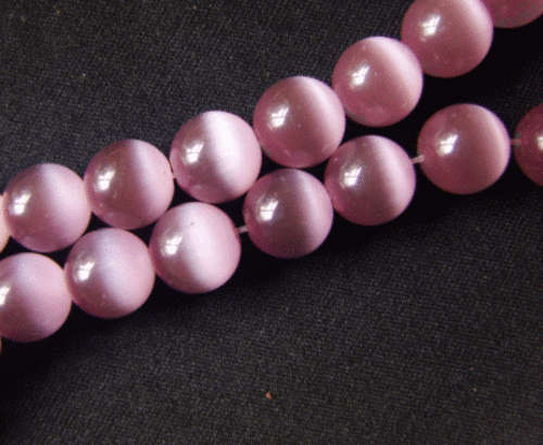 Lilac Cats Eye Rounds, 10mm - Per String (+/- 40 beads)