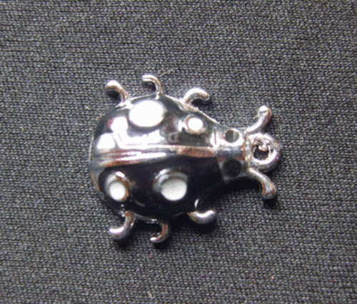 Sale!!  Enamel Charm Black Beetle, 20mm x 18mm - Sold Individually.
