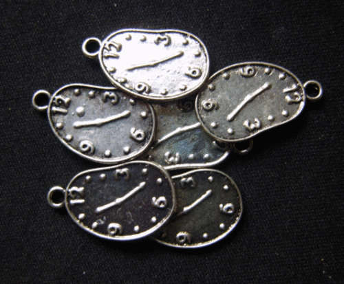 50% Off Sale!! Nickle Clock Charm, 21mm x 13mm - Pack of 20.