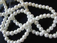 White Glass Pearls, 8mm - String of +/-105.