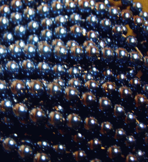Dark Blue Glass Pearls, 10mm - String of +/-85.