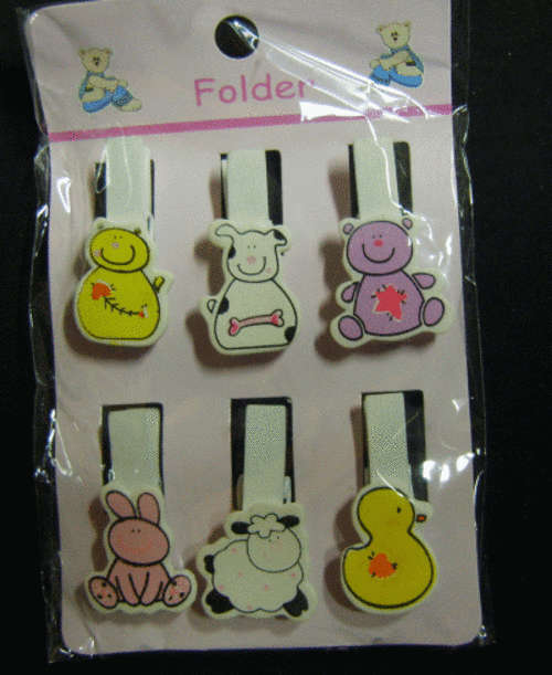 Pegs with Assorted Embellishments - Pack of 6.
