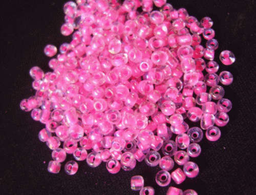 Clear/Pink Seed, 8/0 - Pack of 50g.