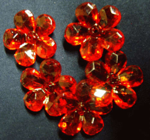 Wine Red Acrylic Facet Flower, 29mm x 6mm - Pack of 20.