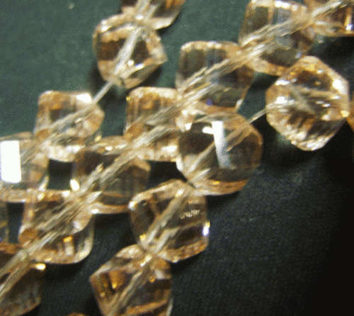 Peach Facet Glass, 9mm - Pack of 5.