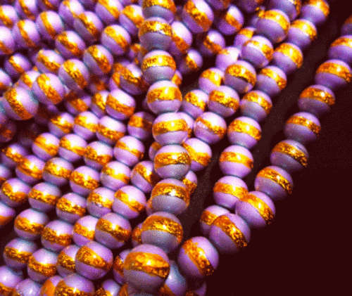Pink Miracle, Gold Foil Lined, 8mm - Per String ( +/-100 beads).