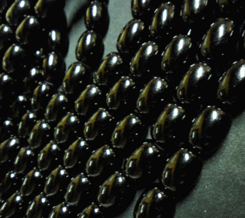 Christmas Sale!!  Black Glass Ovals, 15mm x 11mm - Pack of 10.