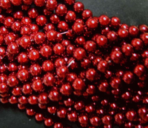 Burgandy Glass Pearls, 8mm - Per String. (+/- 100).