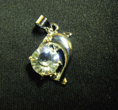 SilverTone Dolphin Pendant withClear Rhinestone, 19mm x 12mm - Sold Individually.