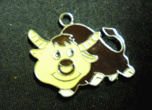 Enamel Charm Bull, 27mm x 22mm - Sold Individually