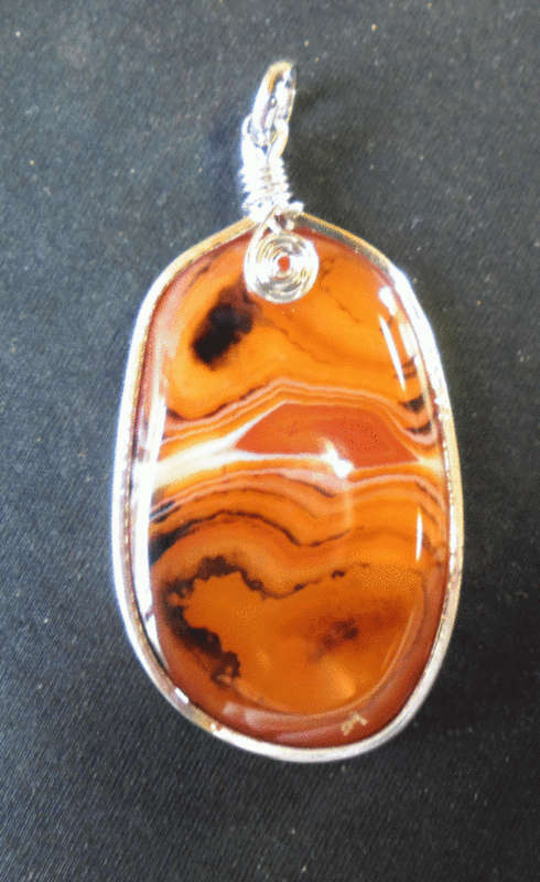 Sale!! Agate Pendant with Silvertone Setting, 64mm x 34mm - Sold Individually.