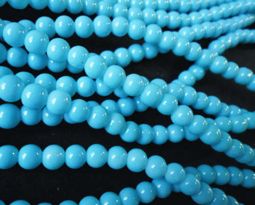 30% Off Sale! Light Blue Opaque Glass Rounds  , 6mm - Per String of +/- 140.