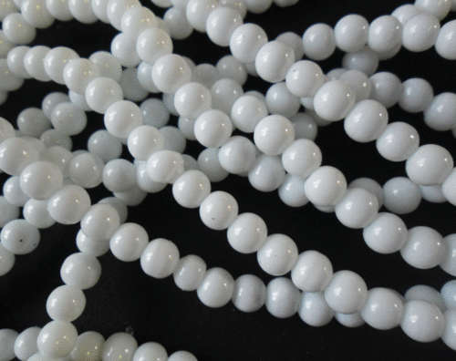 White Opaque Glass Rounds  , 8mm - Per String of +/- 105.