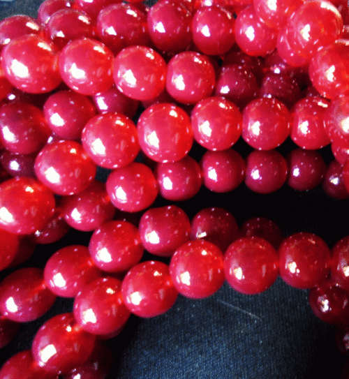 30% Off Sale! Dark Red Smokey Glass Rounds  , 8mm - Per String of +/- 105.