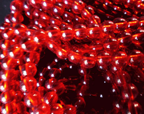 Red Clear Glass Rounds, 6mm - Per String(+/- 150).