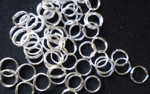 Silver Tone Split Rings, 7mm - Pack of 50.