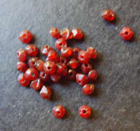 Spring Fever!! Dark Red Indian Bicones, Small(+/-4mm) - Pack of 50.
