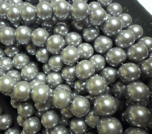 Silver Glass Pearls, 8mm - Per string (+/- 105).
