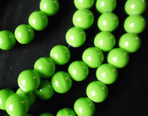 SPRING BLING SALE!! Lime Opaque Glass Rounds  ,10mm - Per String of +/- 85.