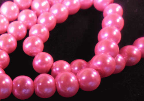 Vibrant Pink Glass Pearls, 8mm - Per string (+/- 100).