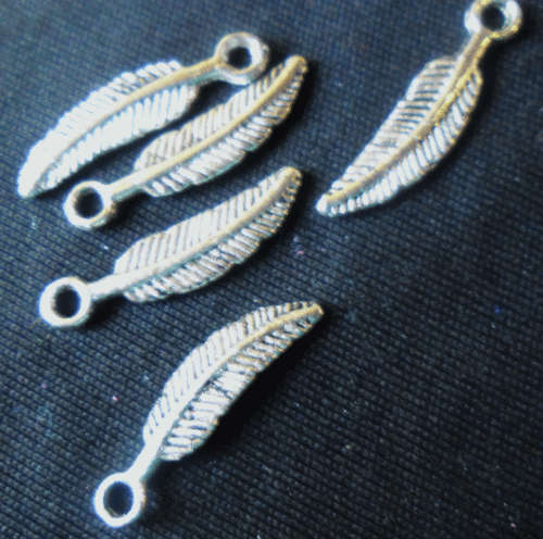 Nickle Leaf Charm, 21mm x 5mm - Pack of 20.