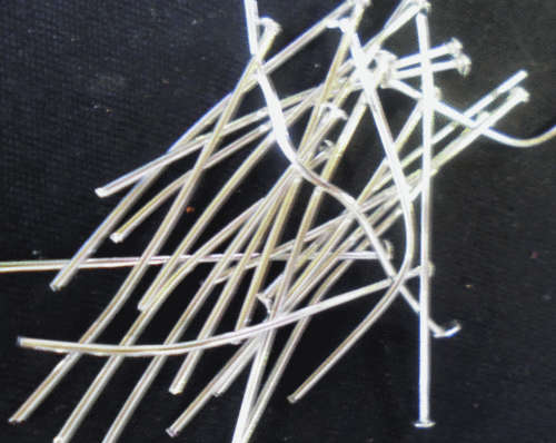 Silver Tone Headpins, 40mm - Pack of 100.