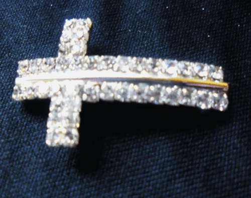 Rhinestone Bracelet Cross, 30mm x 20mm - Sold Individually.