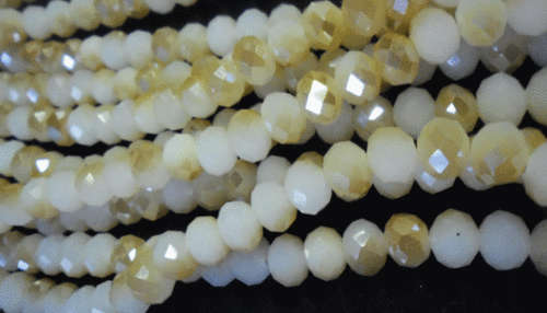 WINTER SALE!! Cream Bi-Colour Glass Facet Rondelles, 8mm - per String.