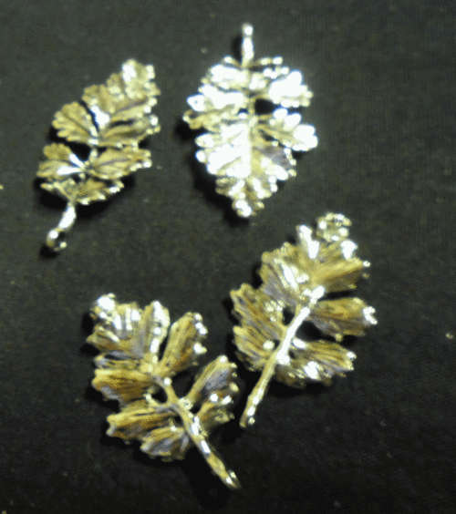 WINTER SALE!! Nickle Leaf Charm, 32mm x 19mm - Pack of 5.