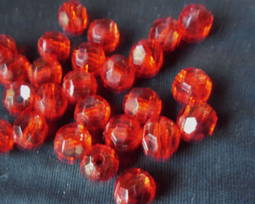 Acrylic Red Facet, 8mm - Pack of 50.