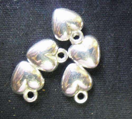 Silver Tone Heart Charm, 12mm x 10mm - Pack of 10.
