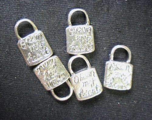 Nickle Lock Charm, 15mm x 10mm - Pack of 10.