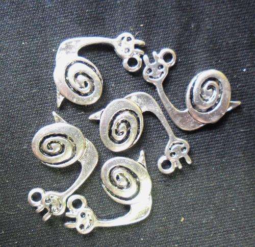 Nickle Snail Charm, 17mm x 15mm - Pack of 10.