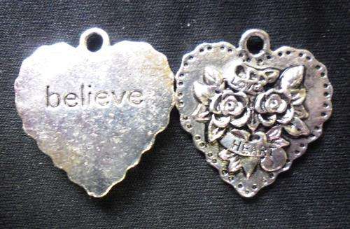 Nickle Heart Pendant, 30mm x 28mm - Sold Individually.