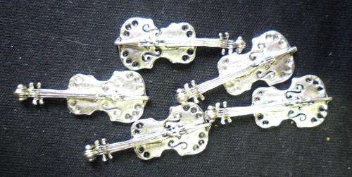 WINTER SALE!! Nickle Violin Embellishment, 29mm x 12mm - Pack of 10.
