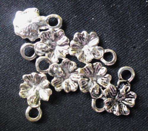 Nickle Flower Charm, 14mm x 10mm - Pack of 10.