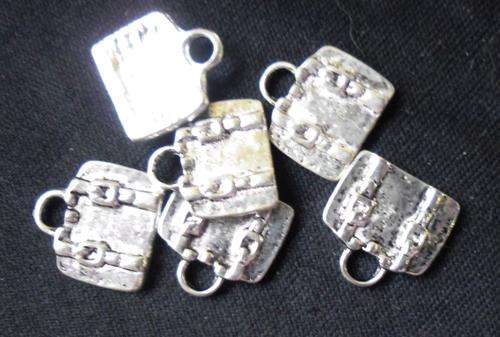 Nickle Suitcase Charm, 13mm x 13mm - Pack of 10.