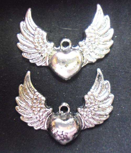 Nickle Heart  Pendant, 37mm x 38mm - Sold Individually.